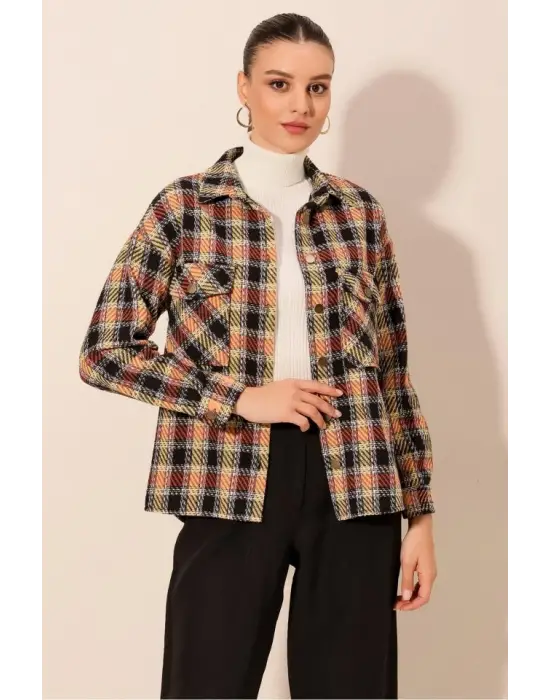 Ekose Desen Oversize Oduncu Gömlek 3854 - B. Kiremit