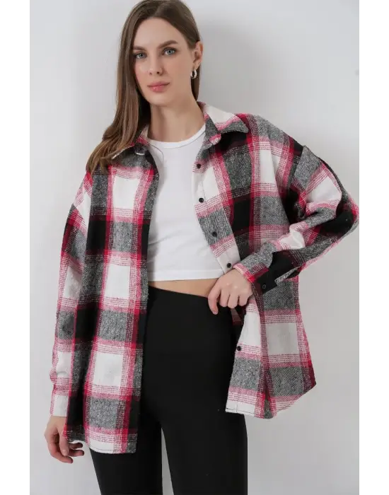 Ekose Desen Oversize Oduncu Gömlek 3854 Kiremit