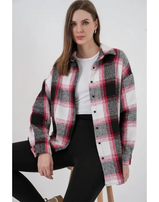 Ekose Desen Oversize Oduncu Gömlek 3854 Kiremit