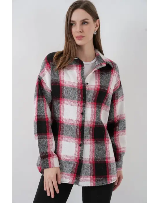 Ekose Desen Oversize Oduncu Gömlek 3854 Kiremit