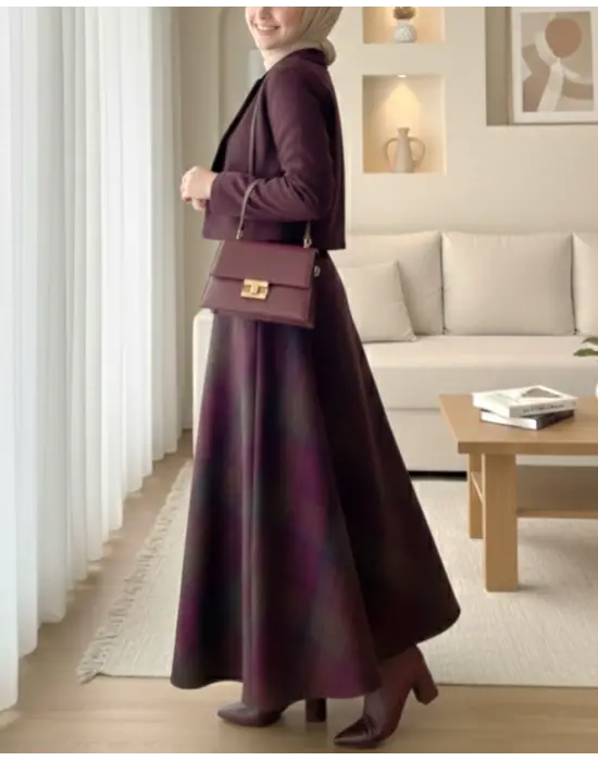 Çarpıcı Yanı Fermuarlı Kaşe Çan Etek