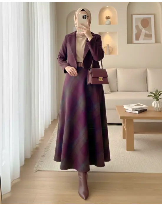 Çarpıcı Yanı Fermuarlı Kaşe Çan Etek