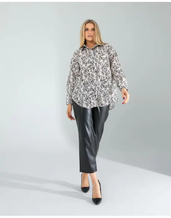 Trend Leopar Desen Gömlek