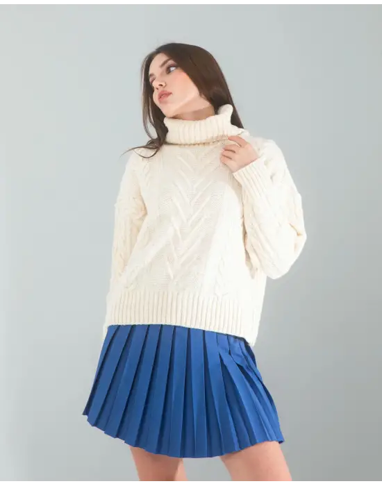 Modern Saç Örgü Triko Kazak