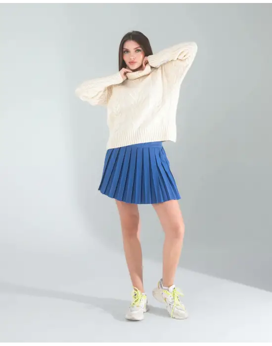 Omarı Şık Ekru Örgü Triko Kazak