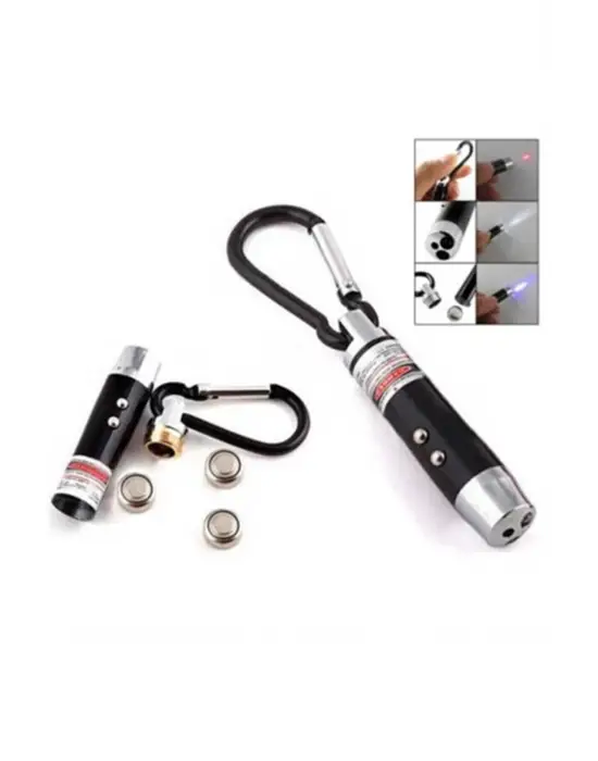 El Feneri Anahtarlık Işıklı Anahtarlık 3 Fonksyonlu Lazer Led Fener