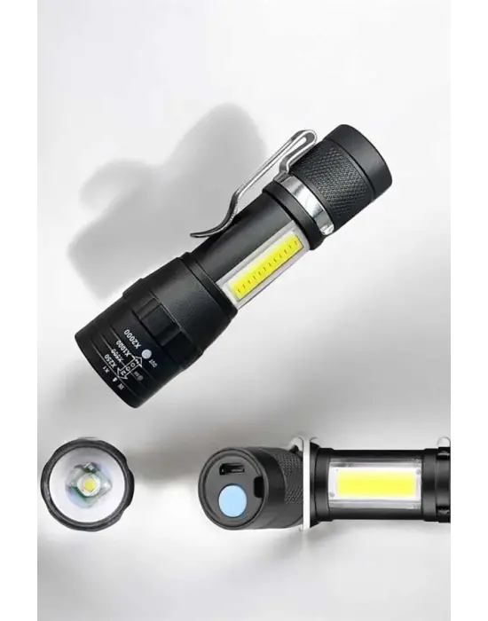 El Feneri Led Usb Şarjlı Zoom Mini Led Işık Acil Durum Feneri