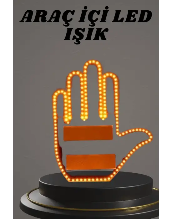 El Orta Parmak Led Kumandalı Araç İçi Reflektör Arka Cam El Simgesi