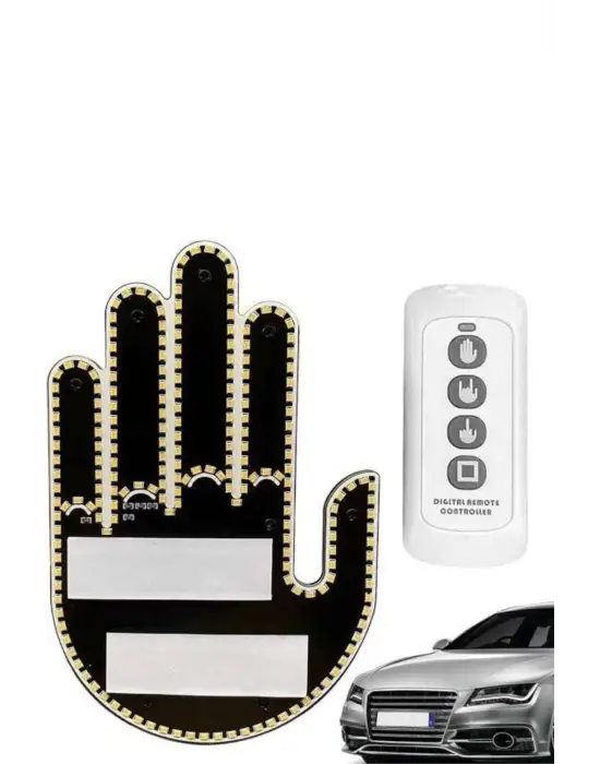 El Orta Parmak Led Kumandalı Araç İçi Reflektör Arka Cam El Simgesi