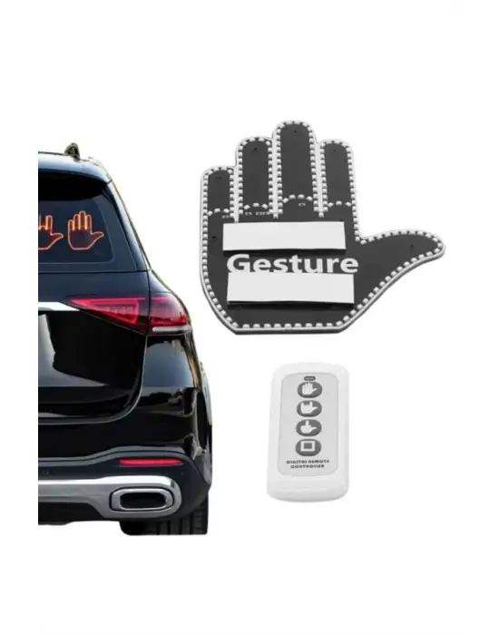 El Orta Parmak Led Kumandalı Araç İçi Reflektör Arka Cam El Simgesi