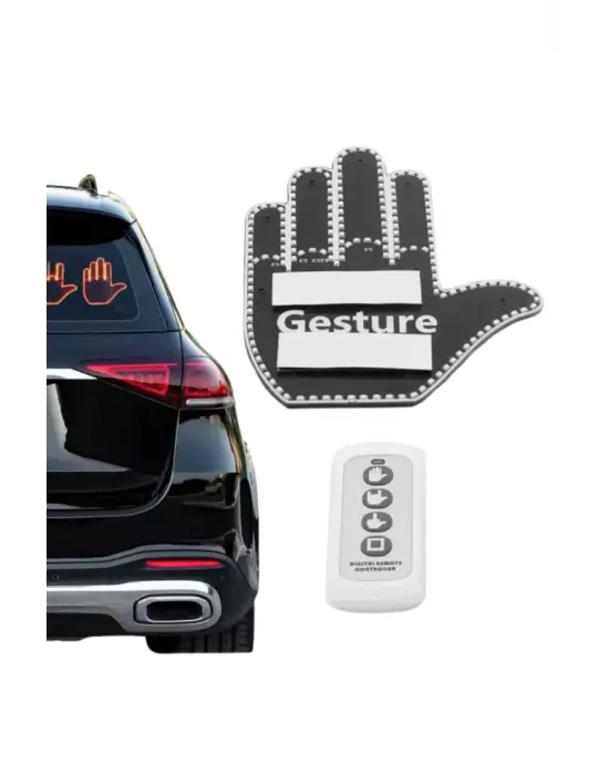 El Orta Parmak Led Kumandalı Araç İçi Reflektör Arka Cam El Simgesi