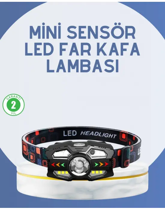El Sensörlü Led Far Suya Dayanıklı Şarjlı Kafa Lambası
