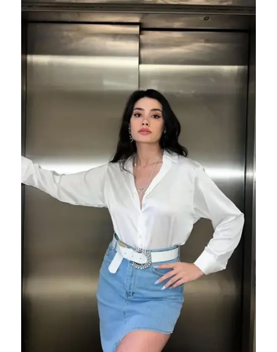 Omarı Şık Saten Gömlek