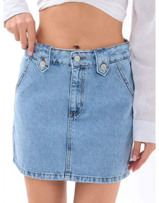 Omarı Denim Etek - Modern Mavi Tonu