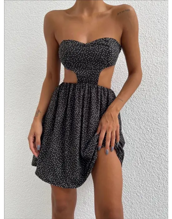 Omarı Işıltılı Straplez Elbise