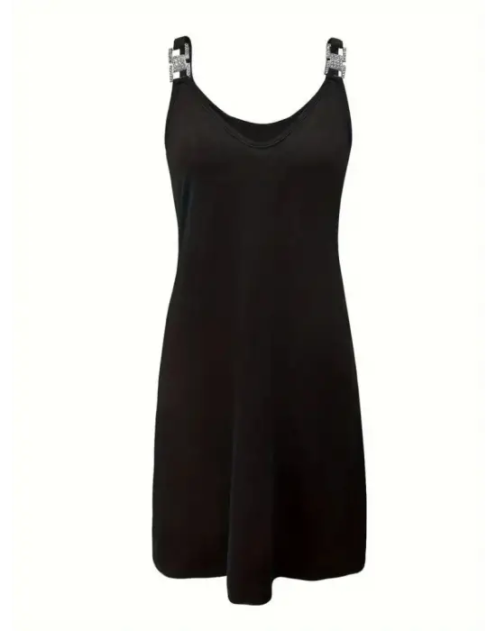 Omarı Modern V Yakalı Toka Detaylı Elbise