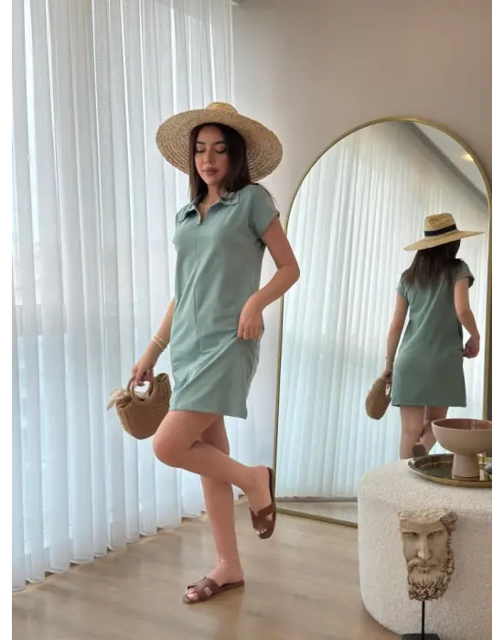 Omarı Rahat ve Şık Kadın Viskon Elbise