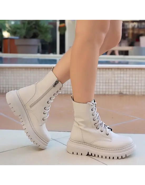 Omarı Modern Bağcıklı Bej Bot