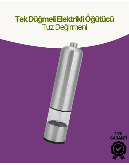 Elektrikli Baharat Öğütücü Pilli Paslanmaz Çelik Otomatik Tuz Karabiber Değirmeni