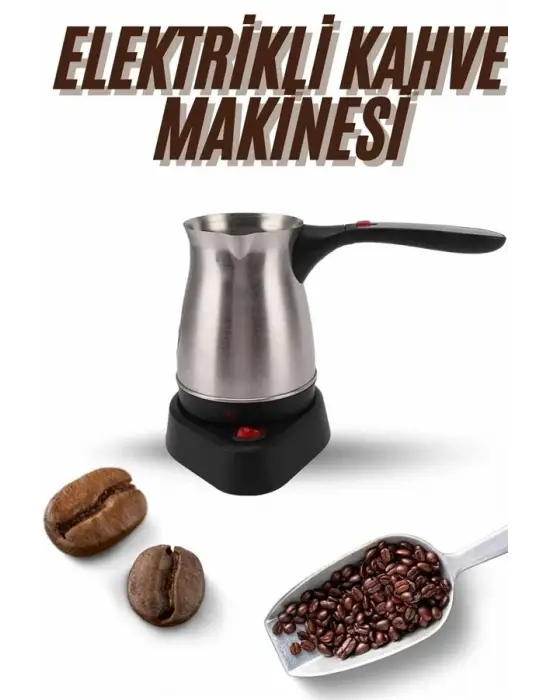 Elektrikli Cezve 800 Watt Paslanmaz Çelik Türk Kahve Makinesi Saplı