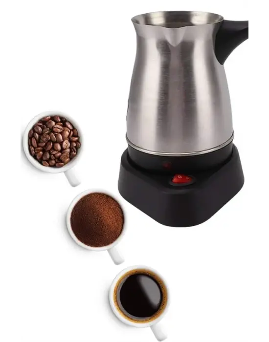 Elektrikli Cezve 800 Watt Paslanmaz Çelik Türk Kahve Makinesi Saplı