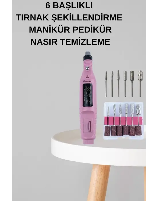 Elektrikli Manikür Pedikür Seti İkili Set 12 Parça Tırnak Bakımı Törpü Protez Çıkarma