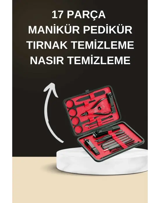 Elektrikli Manikür Pedikür Seti İkili Set 17 Parça Tırnak Bakımı Nasır Temizleme Tırnak Şekillendirme