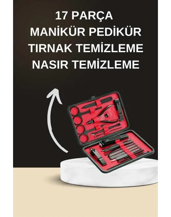 Elektrikli Manikür Pedikür Seti İkili Set 17 Parça Tırnak Bakımı Nasır Temizleme Tırnak Şekillendirme