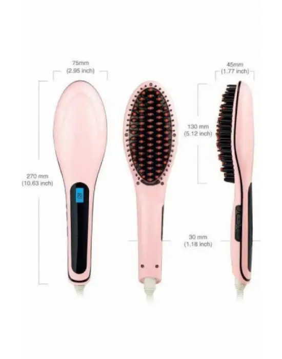 Elektrikli Saç Düzleştirici Tarak Saç Düzleştirici Fırça Sıkı Dişli Pembe