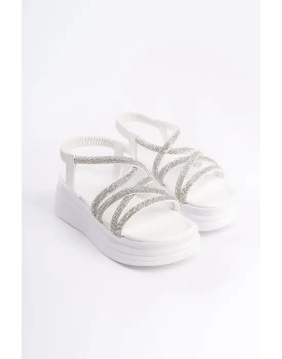 Rahat Lastikli Şeritli Bayan Sandalet