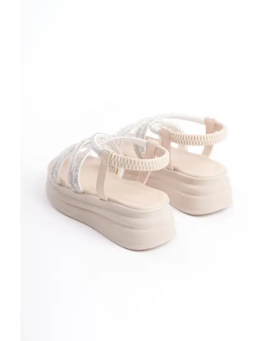 Trend Lastikli Taşlı Kadın Sandalet