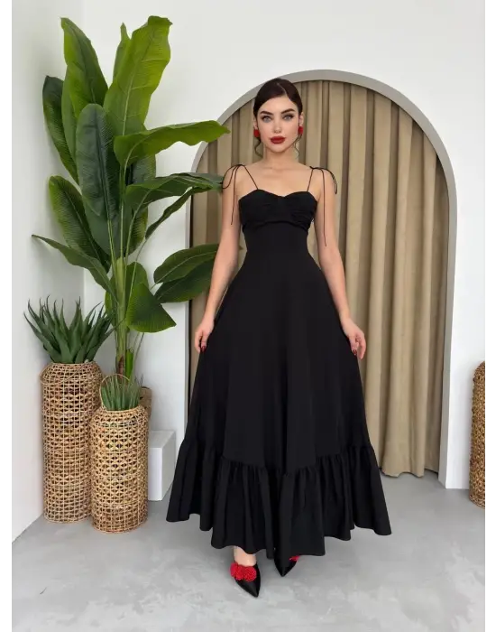 Omarı Şık İp Askılı Elbise