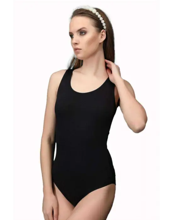 Yüksek Kalite Geniş Askılı Dikişsiz Çıtçıtlı Slip Body Siyah