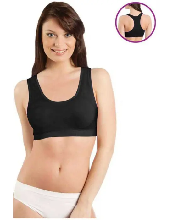 Modern Destekli Sporcu Büstiyer Siyah Sütyen