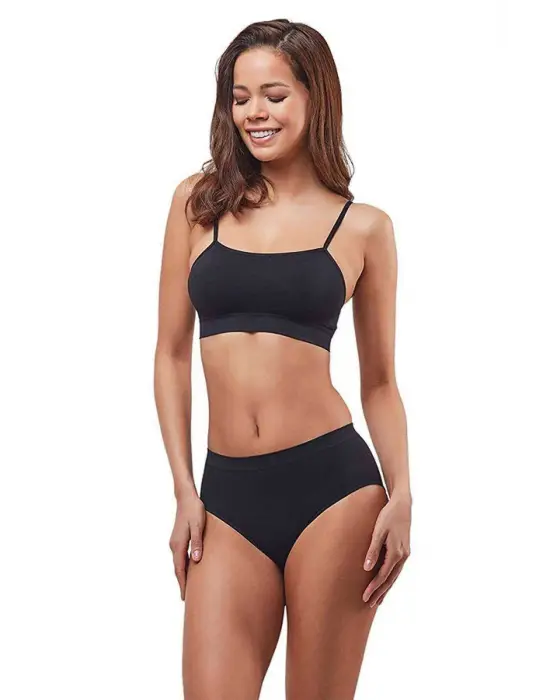 Özel Tasarım Kadın Siyah İnce Askılı Dikişsiz Büstiyer