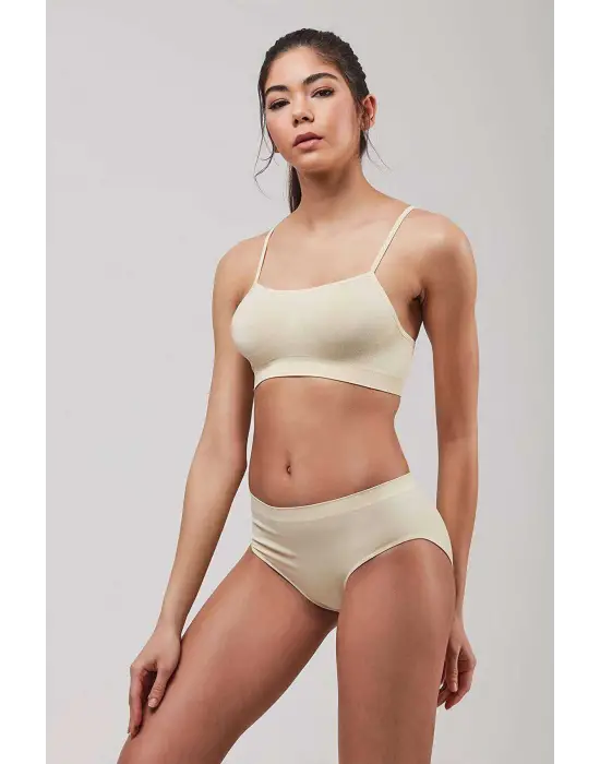 Modern İnce Askılı Dikişsiz Ten Büstiyer