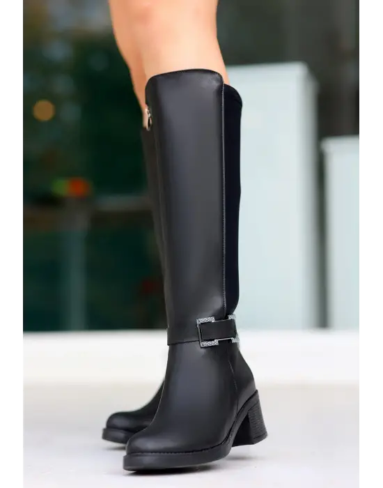 Emrat Siyah Cilt Topuklu Çizme
