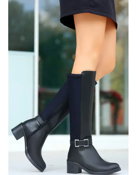 Emrat Siyah Cilt Topuklu Çizme