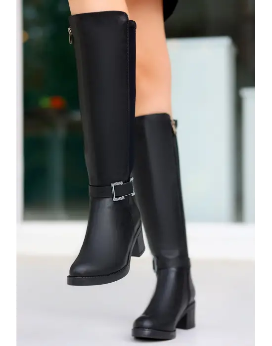 Emrat Siyah Cilt Topuklu Çizme