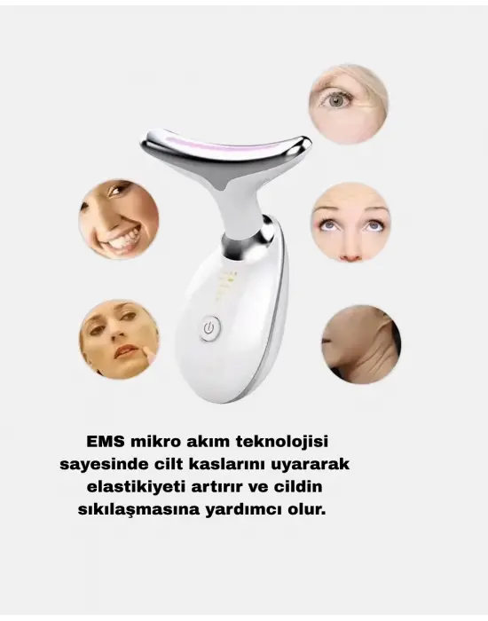 Ems Mikro Akım Yüz Ve Boyun Sıkılaştırıcı Cihaz 7000 Vpm Titreşim Isı Terapili