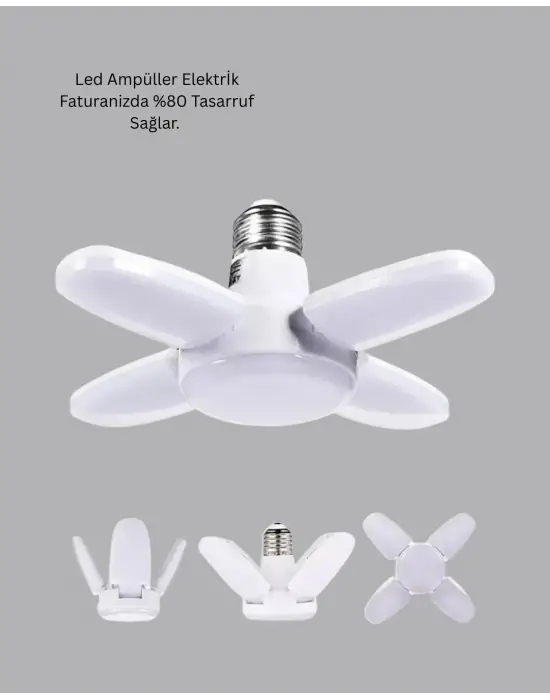 Enerji Tasarruflu Led Ampül 60 Watt 4 Kollu Beyaz Işık