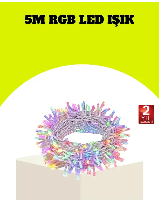 Enerji Tasarruflu Şeffaf Kablo 5 M 50 Led Dekor Işık