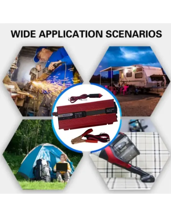 Epilons 12v 2000w Modifiye Sınus İnverter 220v Dijital Göstergeli- Taşınabilir Güç Kaynağı