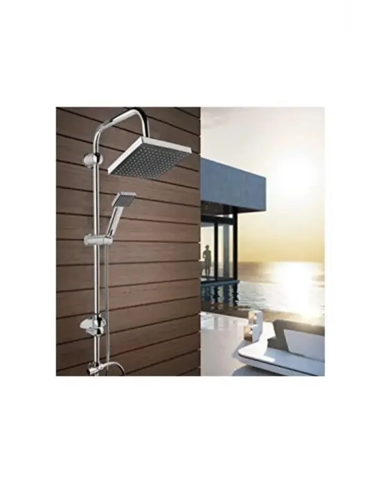 Epilons Robot Tepe Duş Sistemi Yağmurlama Duş Seti Krom Siyah Kare