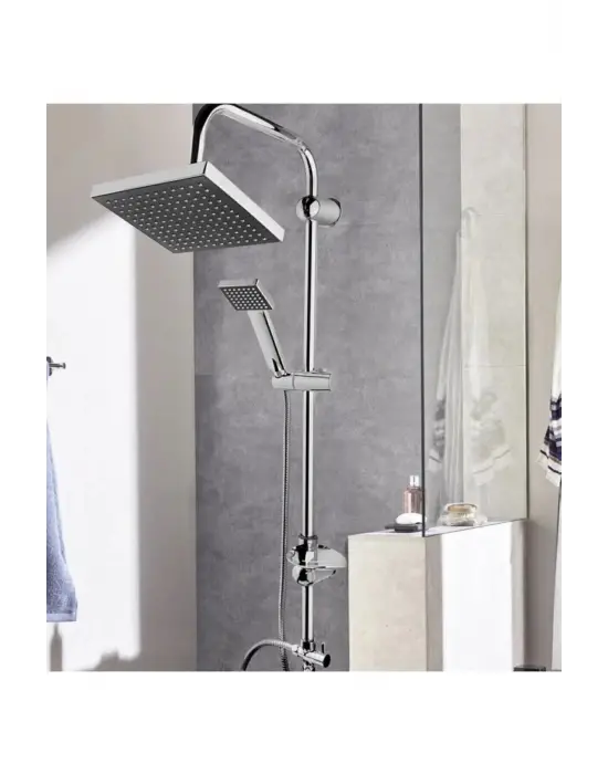 Epilons Robot Tepe Duş Sistemi Yağmurlama Duş Seti Krom Siyah Kare