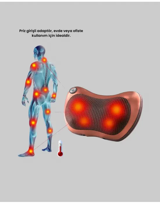Ergonomik Derin Yoğurmalı Boyun Bel Sırt Masaj Cihazı Priz Çakmak Girişli