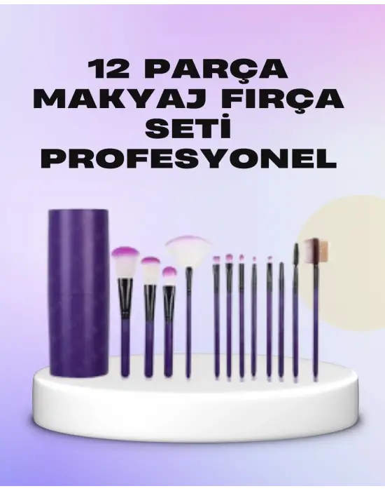 Ergonomik Saplı Fiber Kıllı 12li Makyaj Fırça Takımı Göz Ve Ten Makyajı İçin Uygun