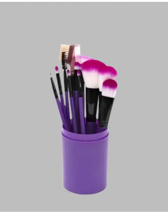 Ergonomik Saplı Fiber Kıllı 12li Makyaj Fırça Takımı Göz Ve Ten Makyajı İçin Uygun