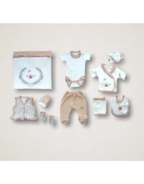 Zarif Nakışlı Bebek Zıbın Takımı