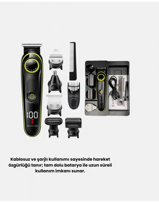 Erkek Bakım Seti 5’i 1 Arada Şarjlı Paslanmaz Çelik Başlıklı